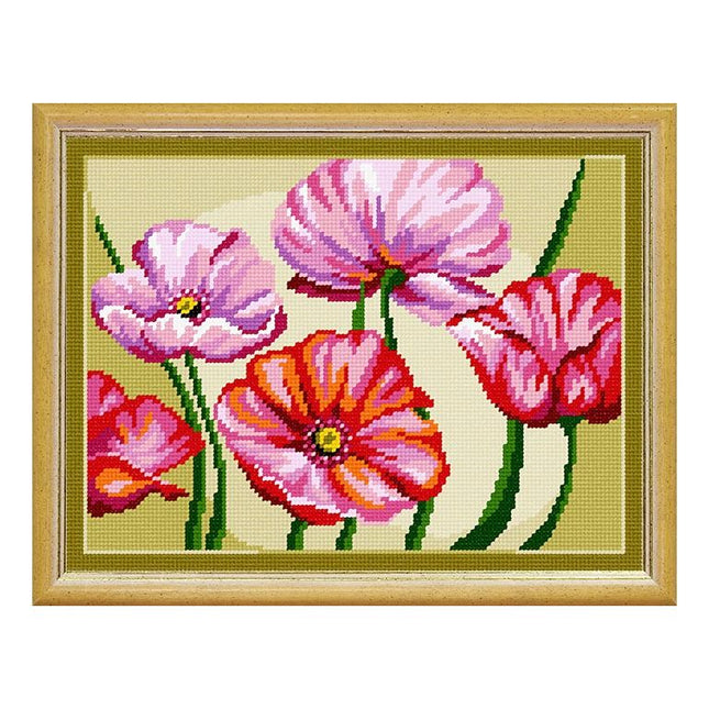 Needlepoint Canvas "Poppies" 9.5x12.6" / 24x32 cm