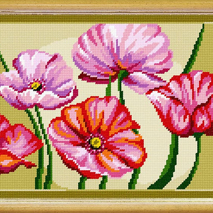 Needlepoint Canvas "Poppies" 9.5x12.6" / 24x32 cm