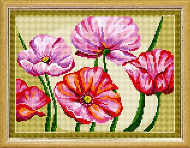 Needlepoint Canvas "Poppies" 9.5x12.6" / 24x32 cm