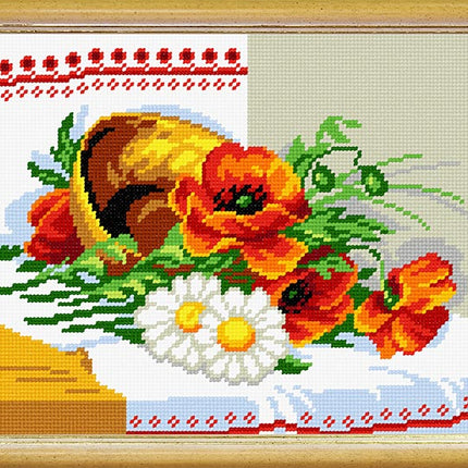 Needlepoint Canvas "Poppies" 9.5x12.6" / 24x32 cm