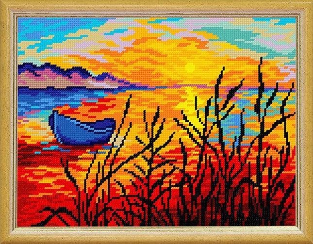 Needlepoint Canvas "Sunset" 9.5x12.6" / 24x32 cm