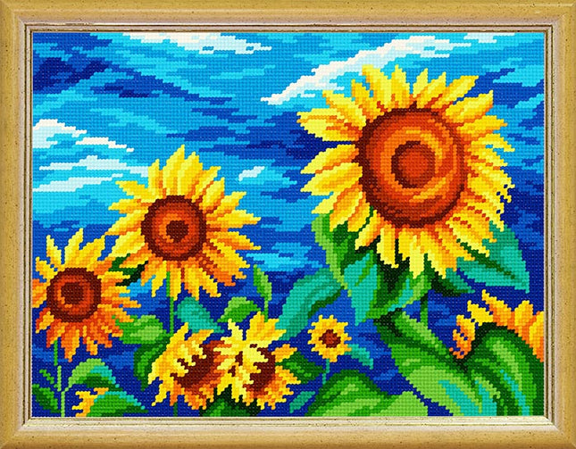 Needlepoint Canvas "Sunflowers (impressionism)" 9.5x12.6" / 24x32 cm