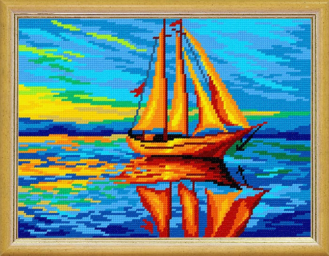 Needlepoint Canvas "Sunset" 9.5x12.6" / 24x32 cm
