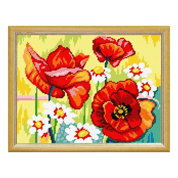 Needlepoint Canvas "Still life with flowers" 9.5x12.6" / 24x32 cm