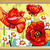 Needlepoint Canvas "Still life with flowers" 9.5x12.6" / 24x32 cm