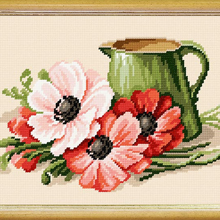 Needlepoint Canvas "Poppies" 9.5x12.6" / 24x32 cm