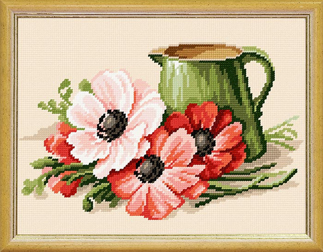 Needlepoint Canvas "Poppies" 9.5x12.6" / 24x32 cm