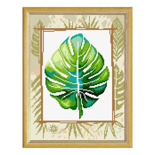 Needlepoint Canvas "Monstera Leaf" 9.5x12.6" / 24x32 cm