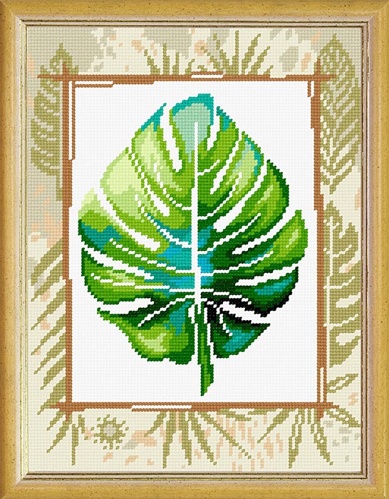 Needlepoint Canvas "Monstera Leaf" 9.5x12.6" / 24x32 cm