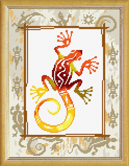 Needlepoint Canvas "Gecko" 9.5x12.6" / 24x32 cm