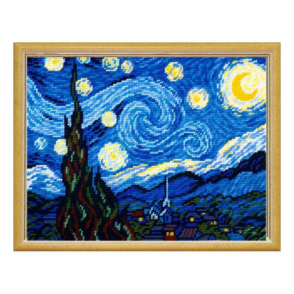 Needlepoint Canvas "Starry Night, V. van Gogh" 9.5x12.6" / 24x32 cm