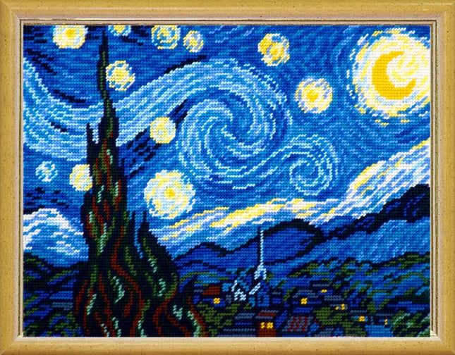 Needlepoint Canvas "Starry Night, V. van Gogh" 9.5x12.6" / 24x32 cm