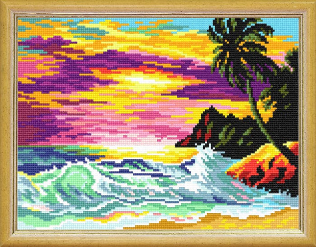 Needlepoint Canvas "Sunset" 9.5x12.6" / 24x32 cm