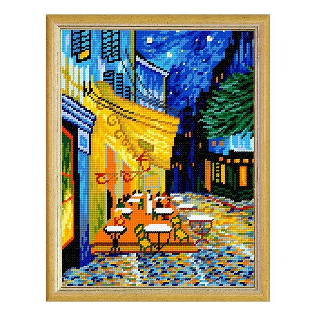 Needlepoint Canvas "Night terrace of the cafe, V. van Gogh" 9.5x12.6" / 24x32 cm