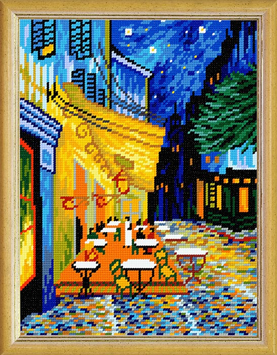 Needlepoint Canvas "Night terrace of the cafe, V. van Gogh" 9.5x12.6" / 24x32 cm