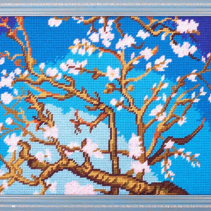 Needlepoint Canvas "Blooming almonds, V. van Gogh" 9.5x12.6" / 24x32 cm