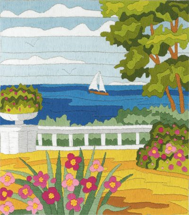 Satin stitch kit "By the blue sea" Long Stitch Kit, Embroidery kit, Stem stitch