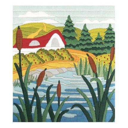 Satin stitch kit "Lake" Long Stitch Kit, Embroidery kit, Stem stitch