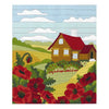 Satin stitch kit "House and poppies" Long Stitch Kit, Embroidery kit, Stem stitch