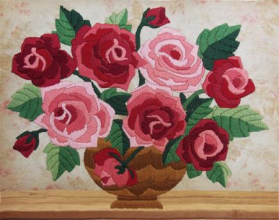 Satin stitch kit "Fragrant roses" Long Stitch Kit, Embroidery kit, Stem stitch