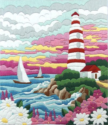 Satin stitch kit "Lighthouse" Long Stitch Kit, Embroidery kit, Stem stitch