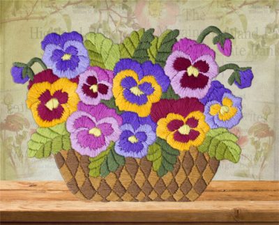 Satin stitch kit "Basket with viols" Long Stitch Kit, Embroidery kit, Stem stitch