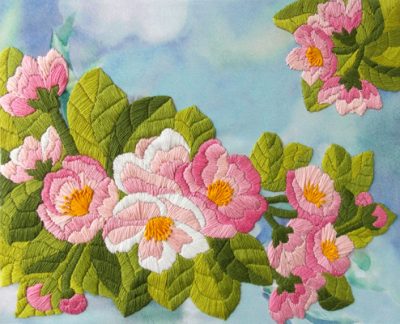 Satin stitch kit "Blooming apples" Long Stitch Kit, Embroidery kit, Stem stitch