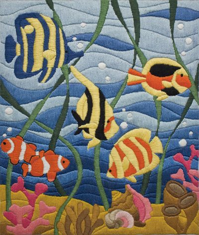 Satin stitch kit "Marine life" Long Stitch Kit, Embroidery kit, Stem stitch