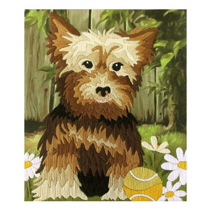 Satin stitch kit "Funny dog" Long Stitch Kit, Embroidery kit, Stem stitch
