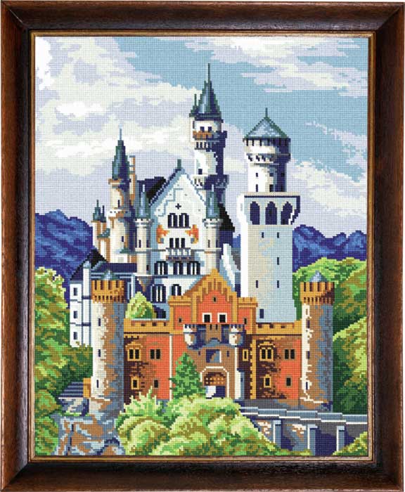 Needlepoint Canvas "Neuschwanstein Castle" 15.7x19.7" / 40x50 cm