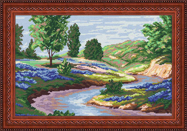Needlepoint Canvas "A river flowing beyond the sky" 13.0x19.7" / 33x50 cm