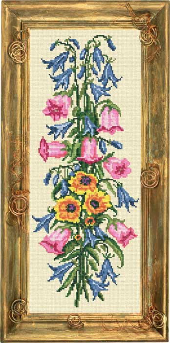 Needlepoint Canvas "Bouquet with bells" 7.9x19.7" / 20x50 cm