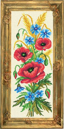 Needlepoint Canvas "Bouquet with spikelets" 7.9x19.7" / 20x50 cm