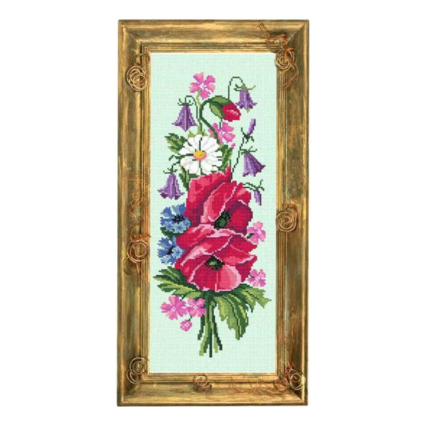 Needlepoint Canvas "Bouquet of wild flowers" 7.9x19.7" / 20x50 cm