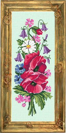 Needlepoint Canvas "Bouquet of wild flowers" 7.9x19.7" / 20x50 cm