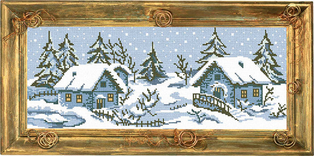 Needlepoint Canvas "Winter landscape" 7.9x19.7" / 20x50 cm
