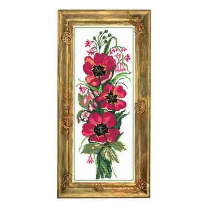 Needlepoint Canvas "Bouquet of tulips" 7.9x19.7" / 20x50 cm