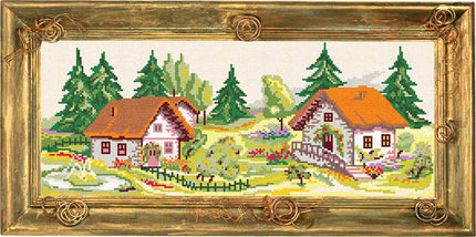 Needlepoint Canvas "Summer landscape" 7.9x19.7" / 20x50 cm