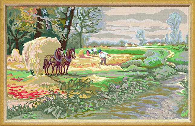 Needlepoint Canvas "Haymaking" 19.7x31.5" / 50x80 cm