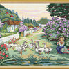 Needlepoint Canvas "Shepherd with geese" 19.7x31.5" / 50x80 cm