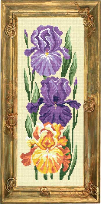 Needlepoint Canvas "Irises" 7.9x19.7" / 20x50 cm