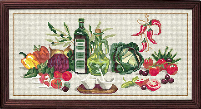 Needlepoint Canvas "Italian still life" 9.8x19.7" / 25x50 cm