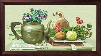 Needlepoint Canvas "Still life with pumpkins" 9.8x19.7" / 25x50 cm