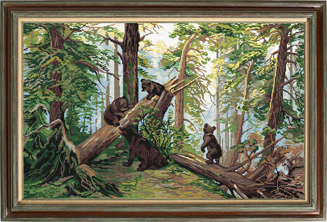 Needlepoint Canvas "Morning in a pine forest, I. Shishkin" 19.7x31.5" / 50x80 cm