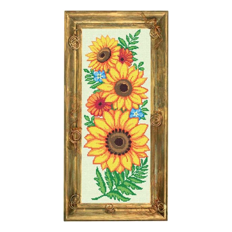 Needlepoint Canvas "Sunflowers and ferns" 7.9x19.7" / 20x50 cm