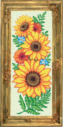 Needlepoint Canvas "Sunflowers and ferns" 7.9x19.7" / 20x50 cm