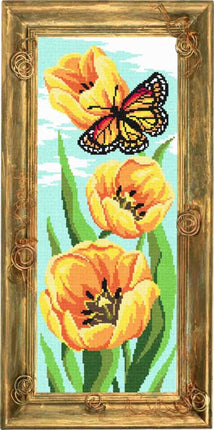 Needlepoint Canvas "Yellow tulips" 7.9x19.7" / 20x50 cm