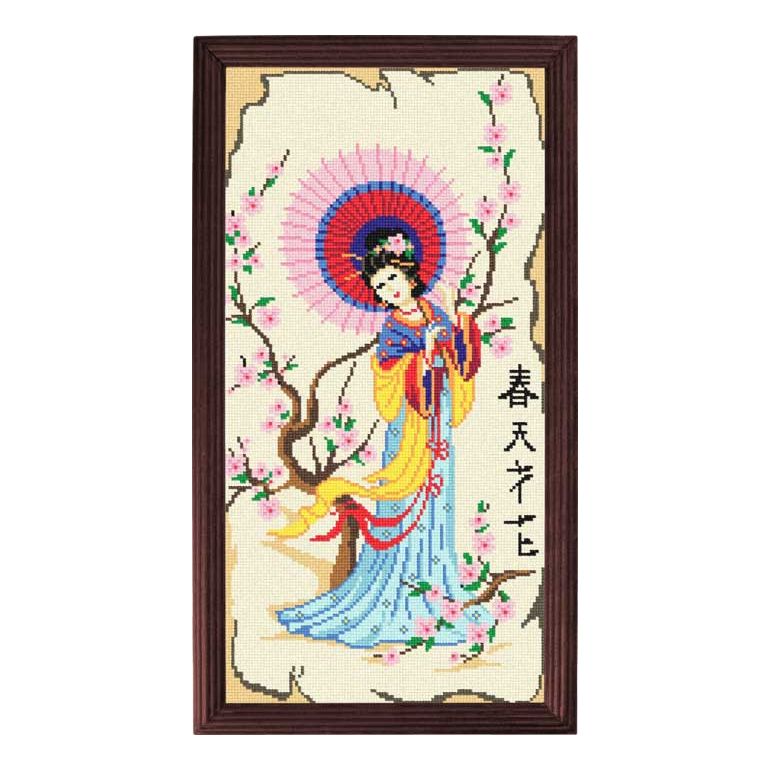 Needlepoint Canvas "Spring and flowers" 9.8x19.7" / 25x50 cm