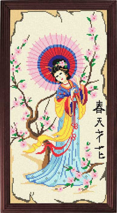 Needlepoint Canvas "Spring and flowers" 9.8x19.7" / 25x50 cm