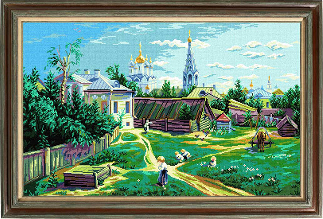 Needlepoint Canvas "Courtyard, V. Polenov" 19.7x31.5" / 50x80 cm